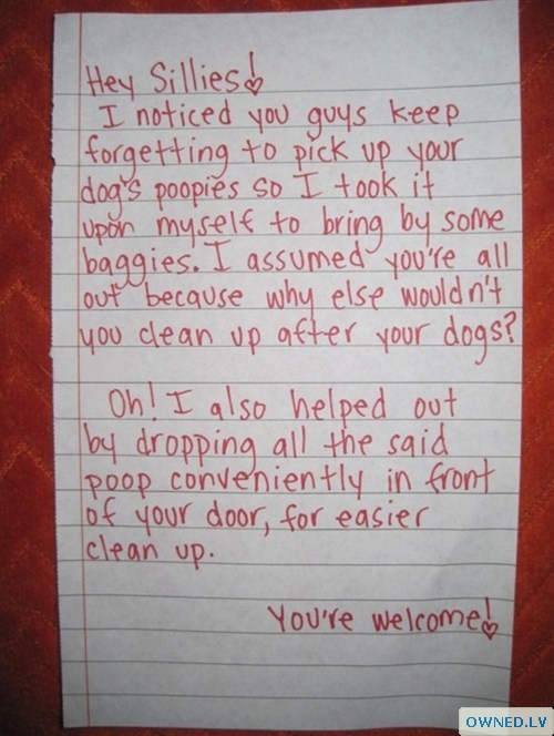 Another Great Passive-Aggressive Note