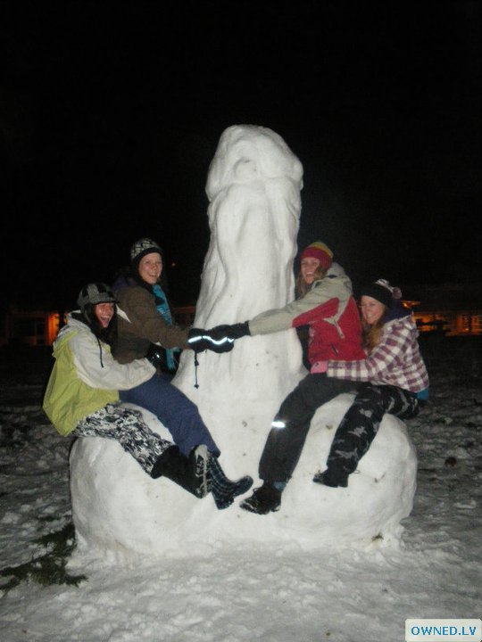Girls having fun in the snow ..