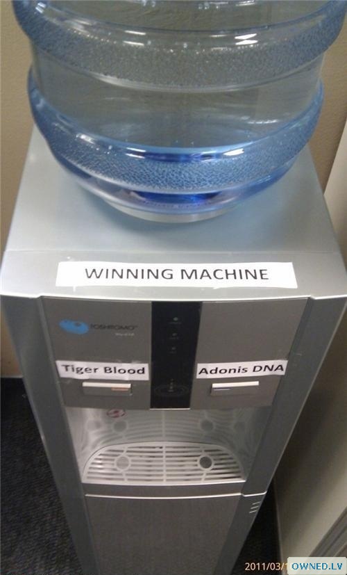 Charlie Sheen water dispenser.