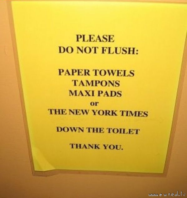 Please do not flush