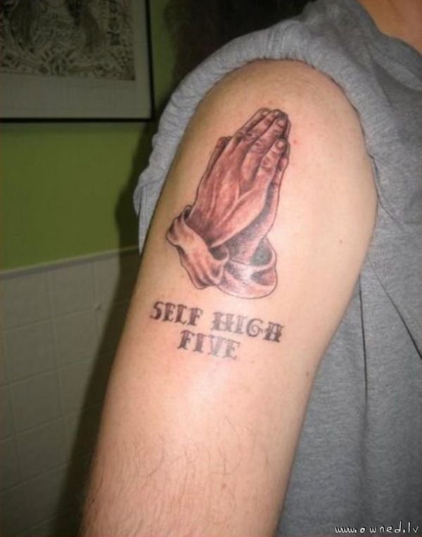 Self high five tattoo