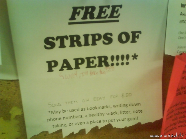 Free strips of paper