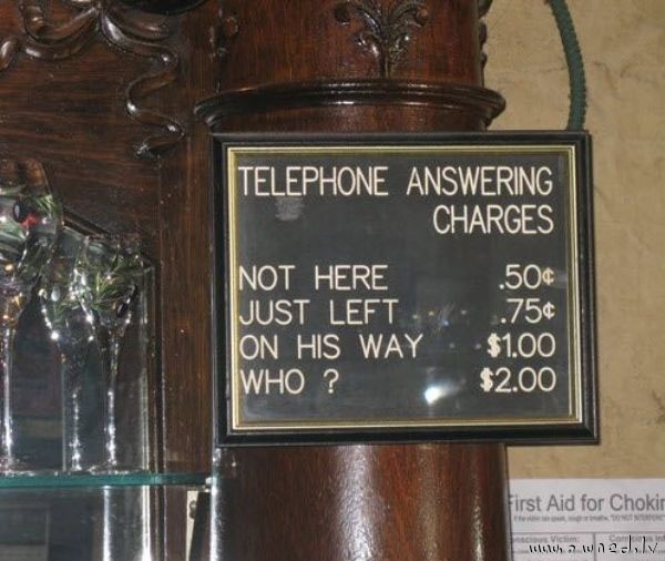 Telephone answering charges