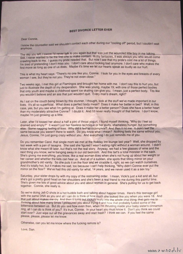 Best divorce letter ever