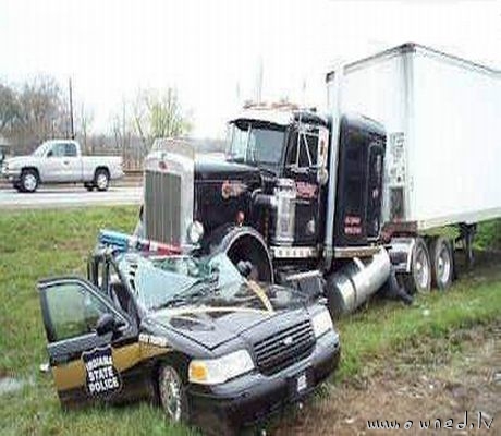 Truck versus police car