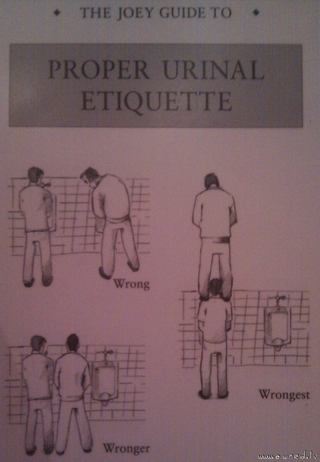 Proper urinal etiquette