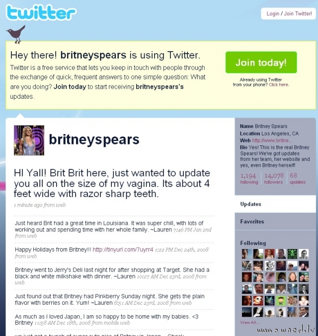 Hacked Britney Spears profile