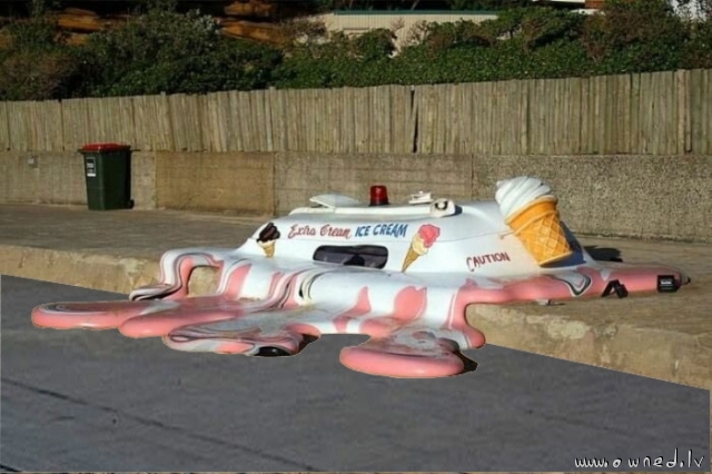 Melted ice cream truck