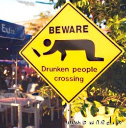 Drunken people crossing