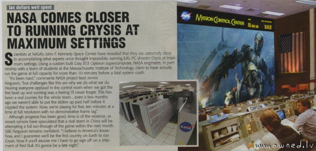 Nasa comes closer to running Crysis at maximum settings