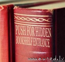 Push for hidden bookshelf entrance