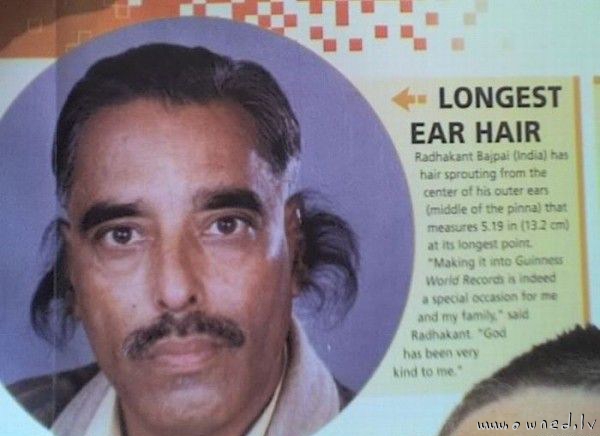 Longest ear hair