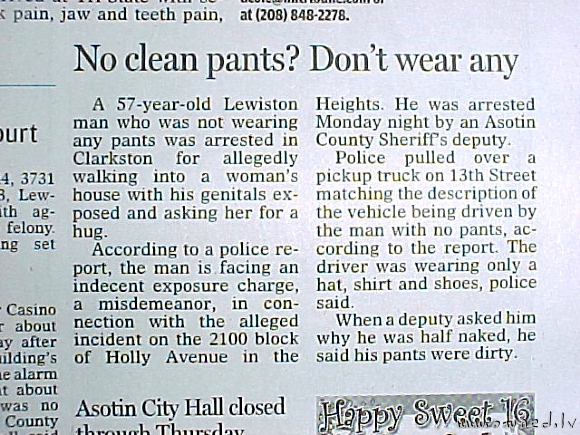 No clean pants ?