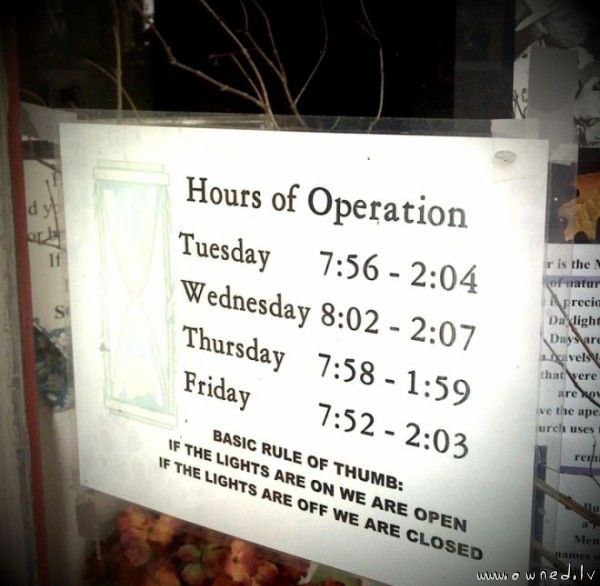 Hours of operation