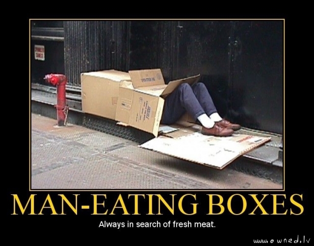 Man eating boxes