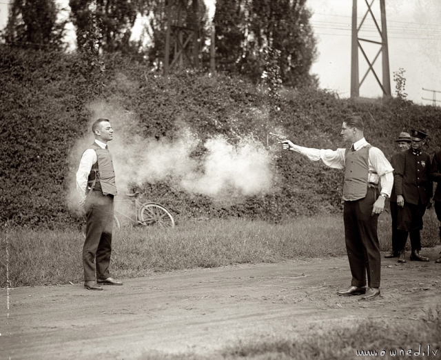 Vintage bulletproof vest test