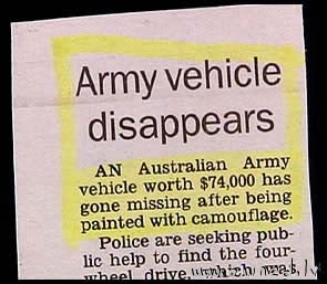 Army vehicle disapperars