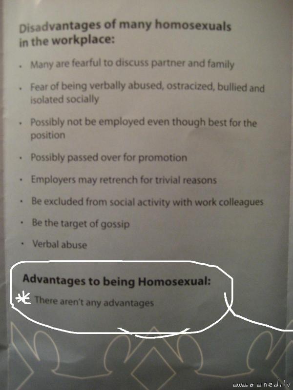 Advantages to being homosexual