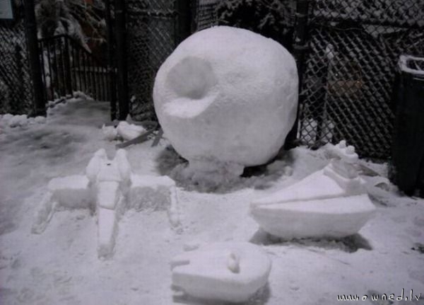 Star Wars ships made from snow