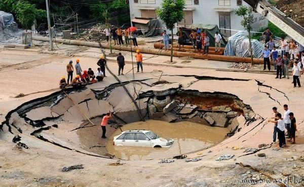 Collapsed road