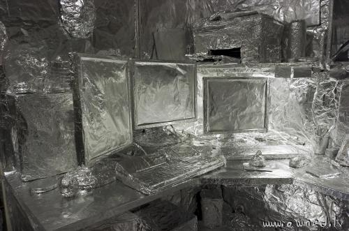 Cool aluminium foil office prank