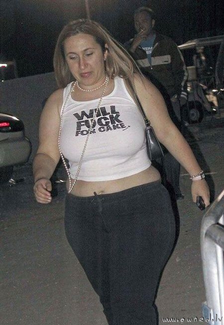Fat woman wearing funny t-shirt