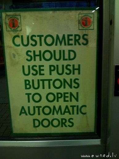 Push button to open automatic doors