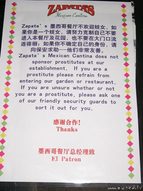 No prostitutes