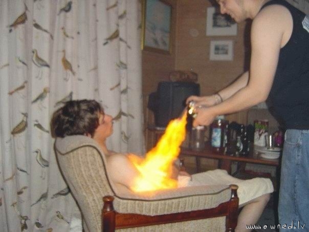 Shaving with fire