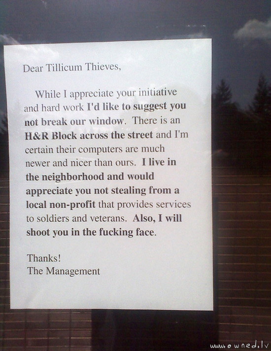 Dear thieves