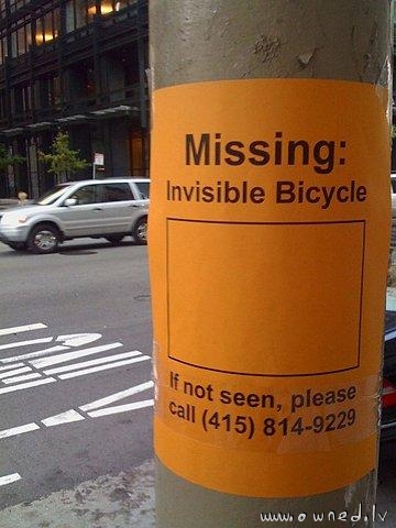 Missing invisible bicycle