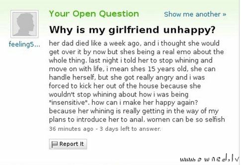 Unhappy girlfriend