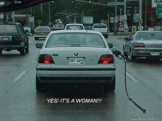 BMW 740 driven by a woman