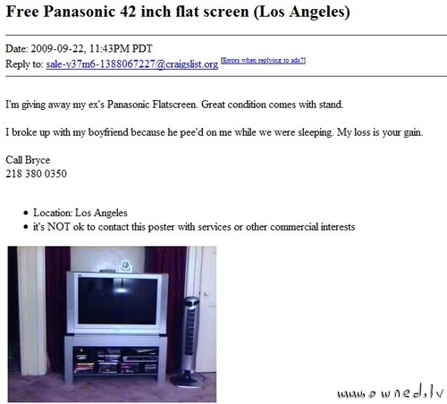 Free Panasonic 42 inch flat screen