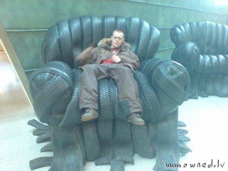 A chair made from tires