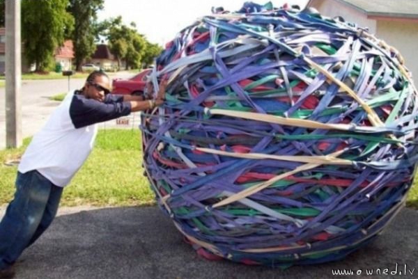 Giant rubber band ball
